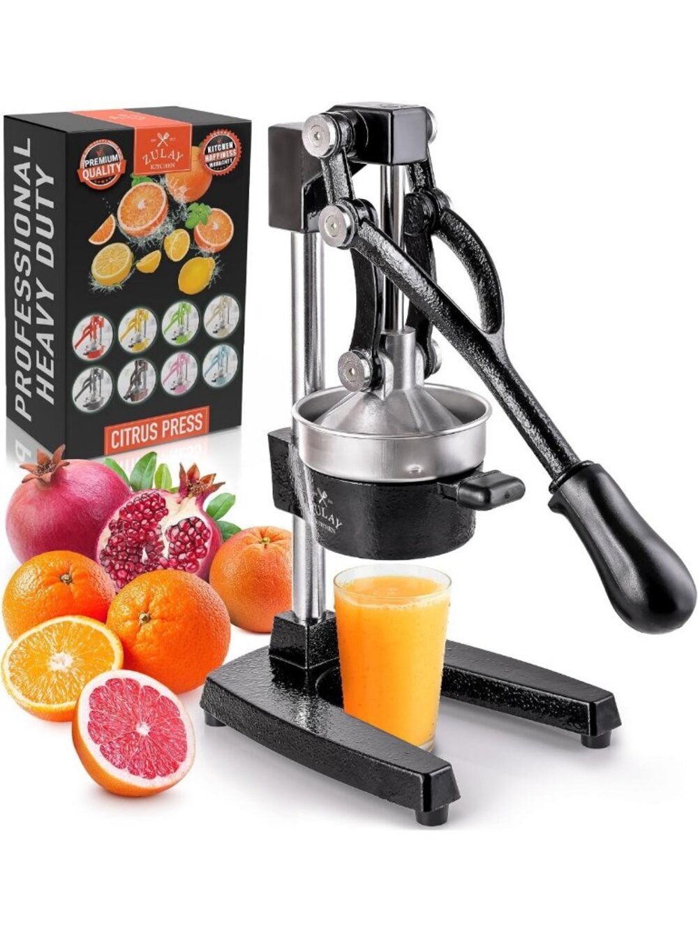 Cast Iron Citrus Juicer - Manual Orange Press, Heavy Duty Kitchen Tool